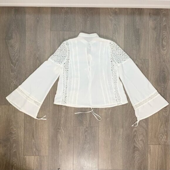 REVOLVE Tularosa Women's Blouse Long Flare Sleeve Ivory Boho chic Size XS NWT - Picture 15 of 16